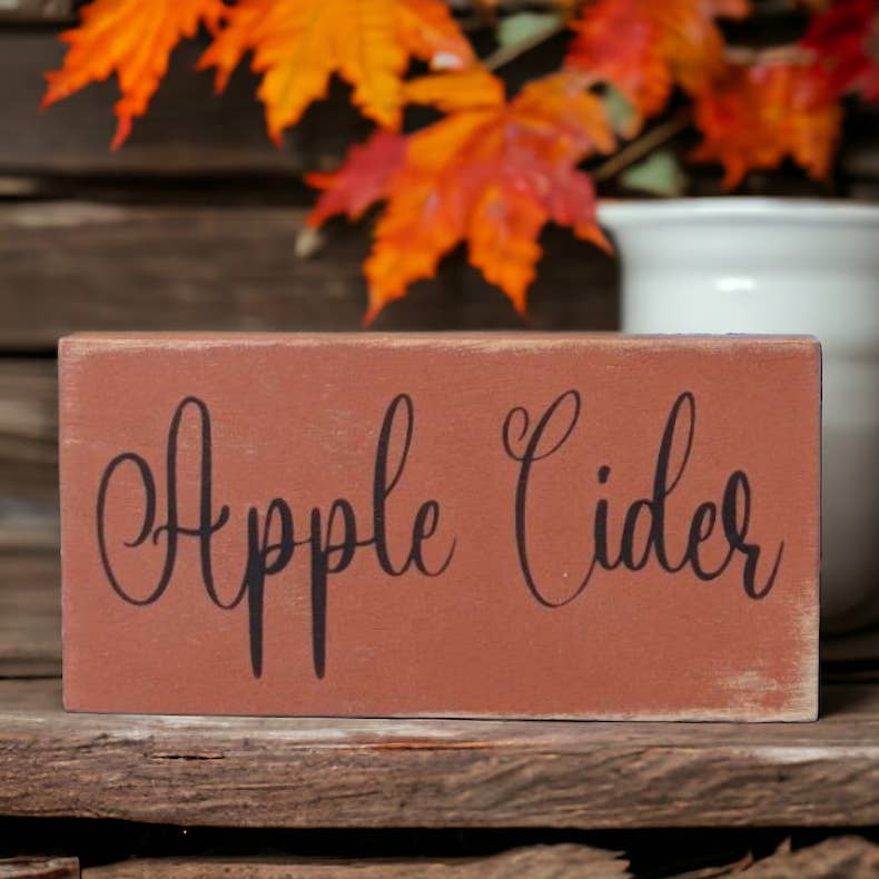 Primitive/Rustic APPLE CIDER Wood Sign - Fall/Autumn Décor: Rust