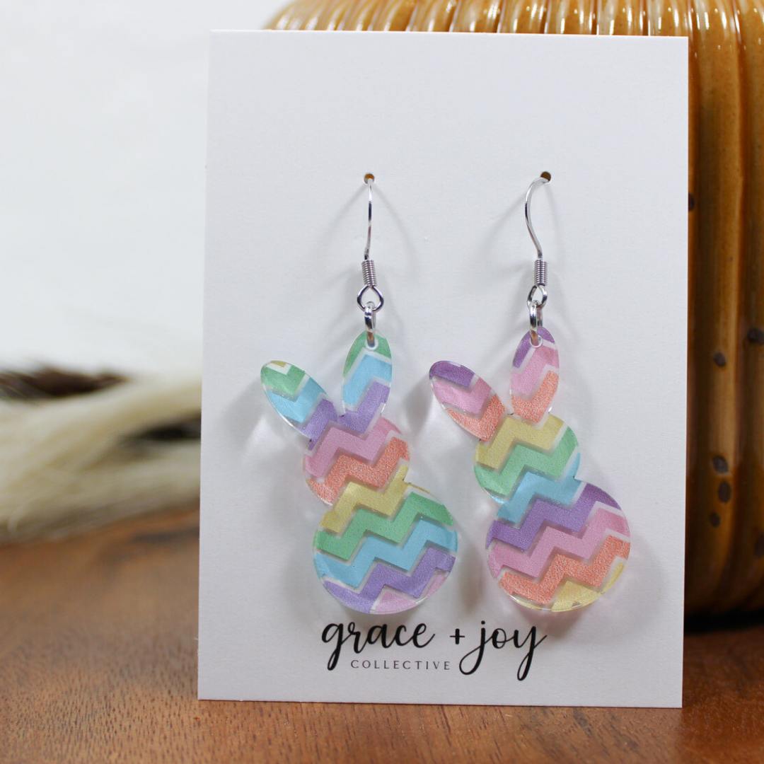 Pastel Chevron Peep Dangle Earrings, Acrylic Earrings