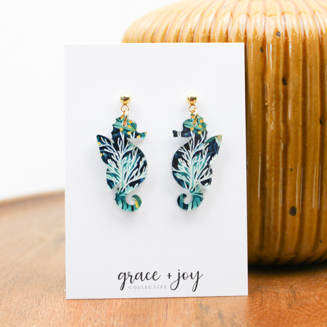 Seahorse Dangle Earrings, Acrylic Earring Sea Horse
