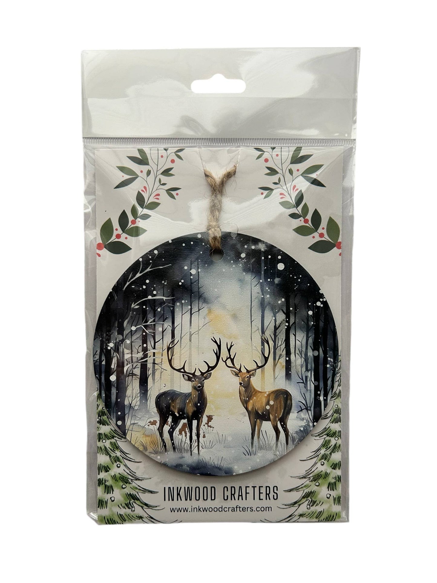 Winter Deer - Wood Holiday Ornament- Inkwood Crafters