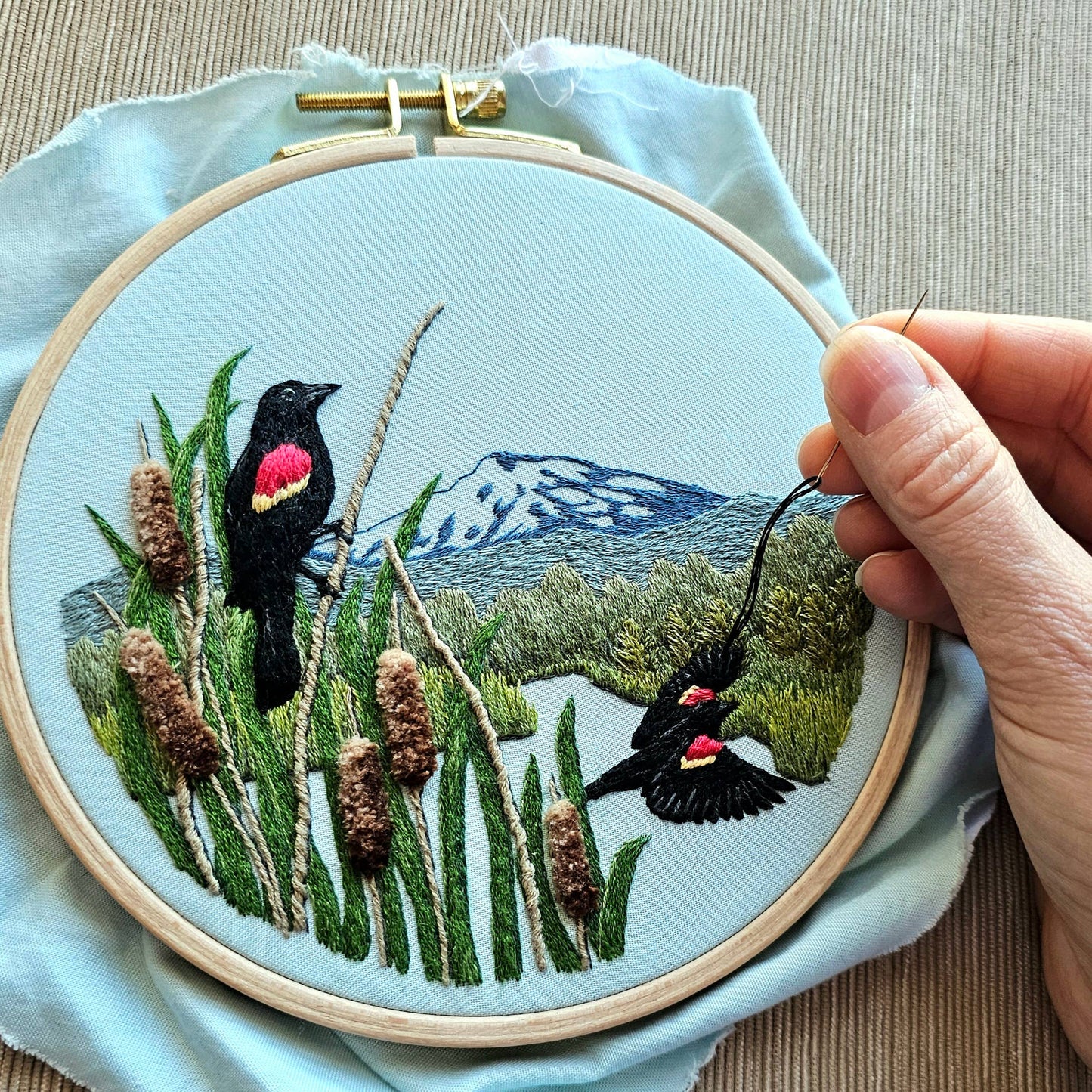 Red-Winged Blackbirds Embroidery Kit
