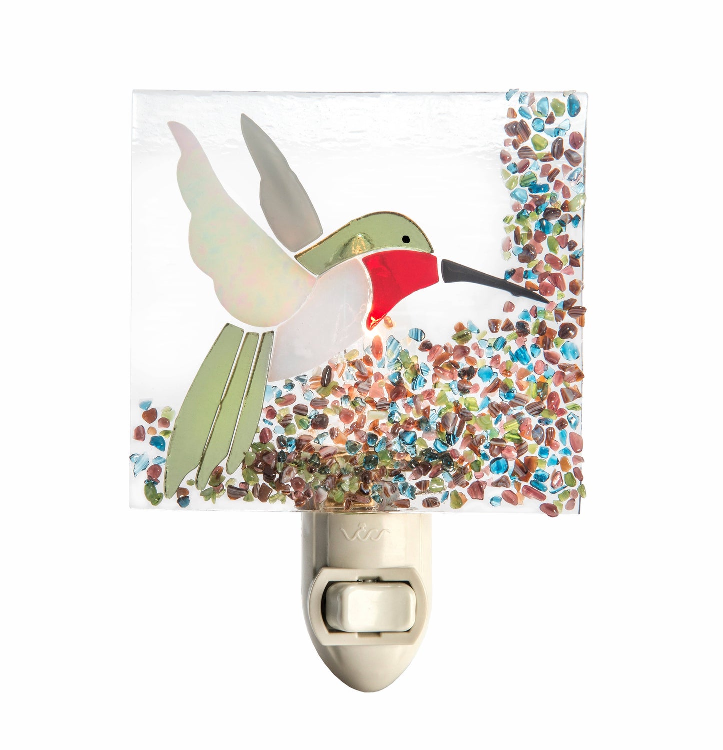 Hummingbird Night Light Fused Stained Glass NTL 225-2