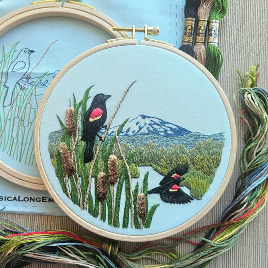 Red-Winged Blackbirds Embroidery Kit