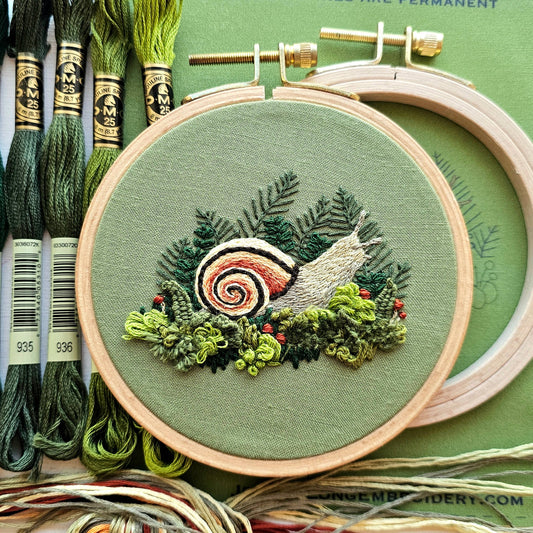 Forest Snail Intermediate Embroidery Kit