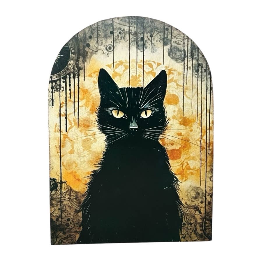 Black Cat Wood Arch-Halloween 2025 Fall Decor Sitter