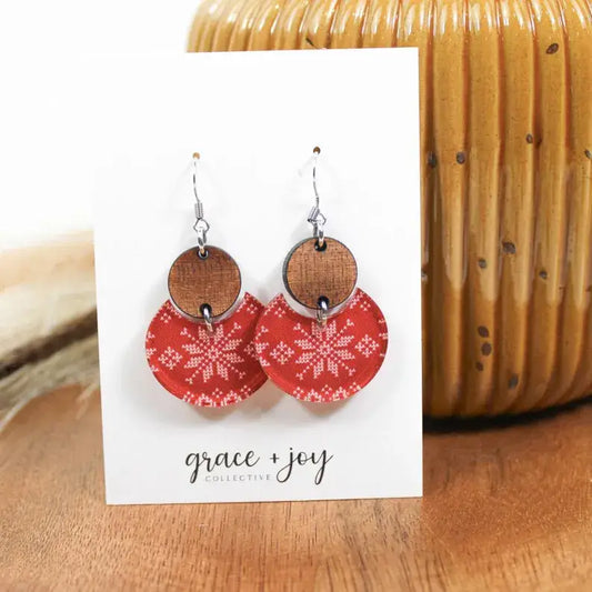 Red Ugly Christmas Sweater Dangle Earrings, Acrylic Earring