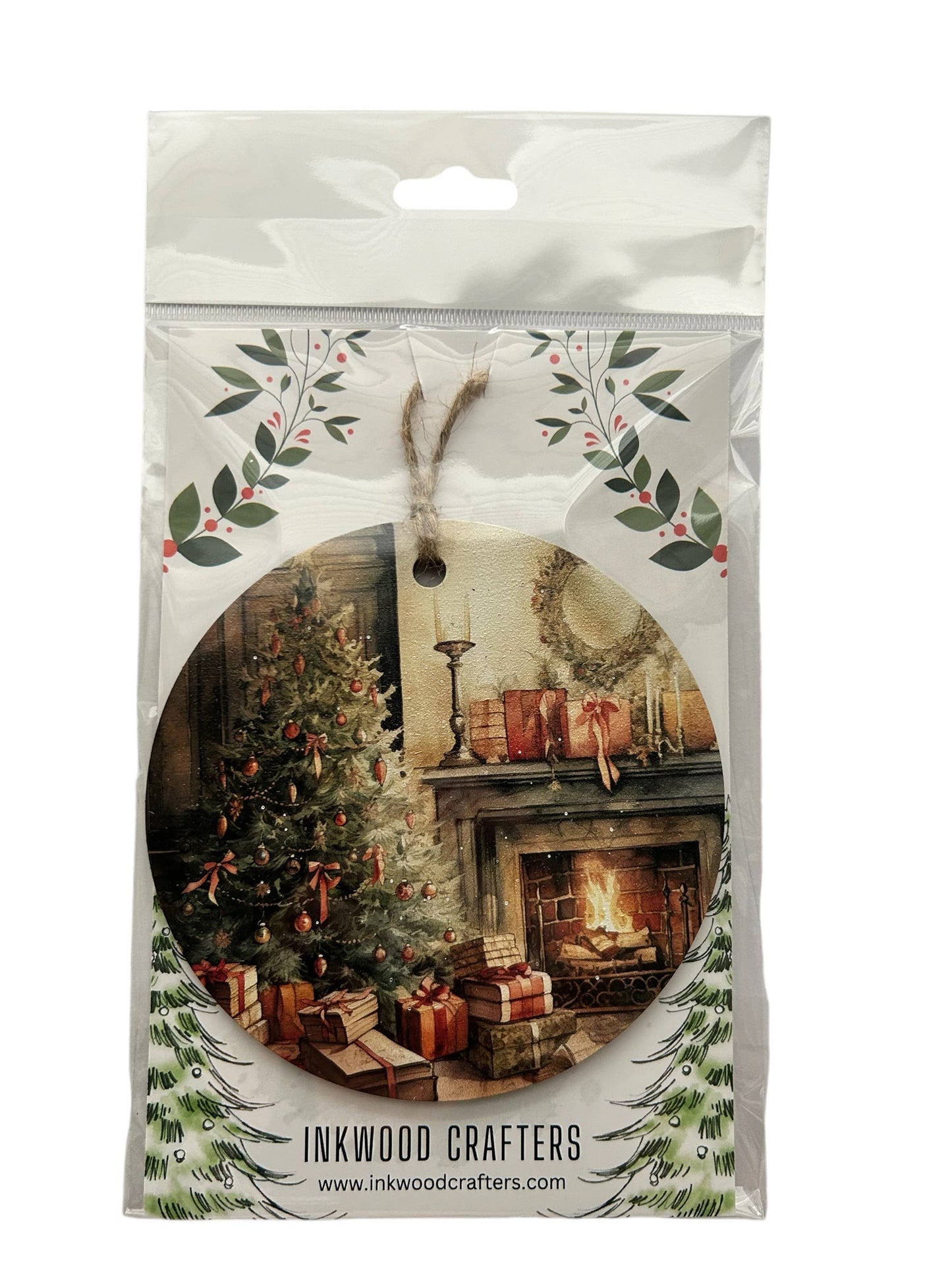 Christmas Morning - Vintage Style Wood Holiday Ornament- Inkwood Crafters