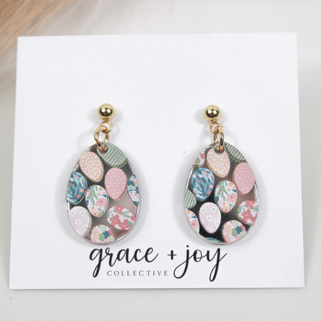 Easter Egg Dangle Earrings, Acrylic Earrings