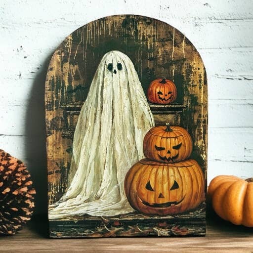 Spooky Ghost Wood Arch-Halloween 2025 Fall Decor Sitter
