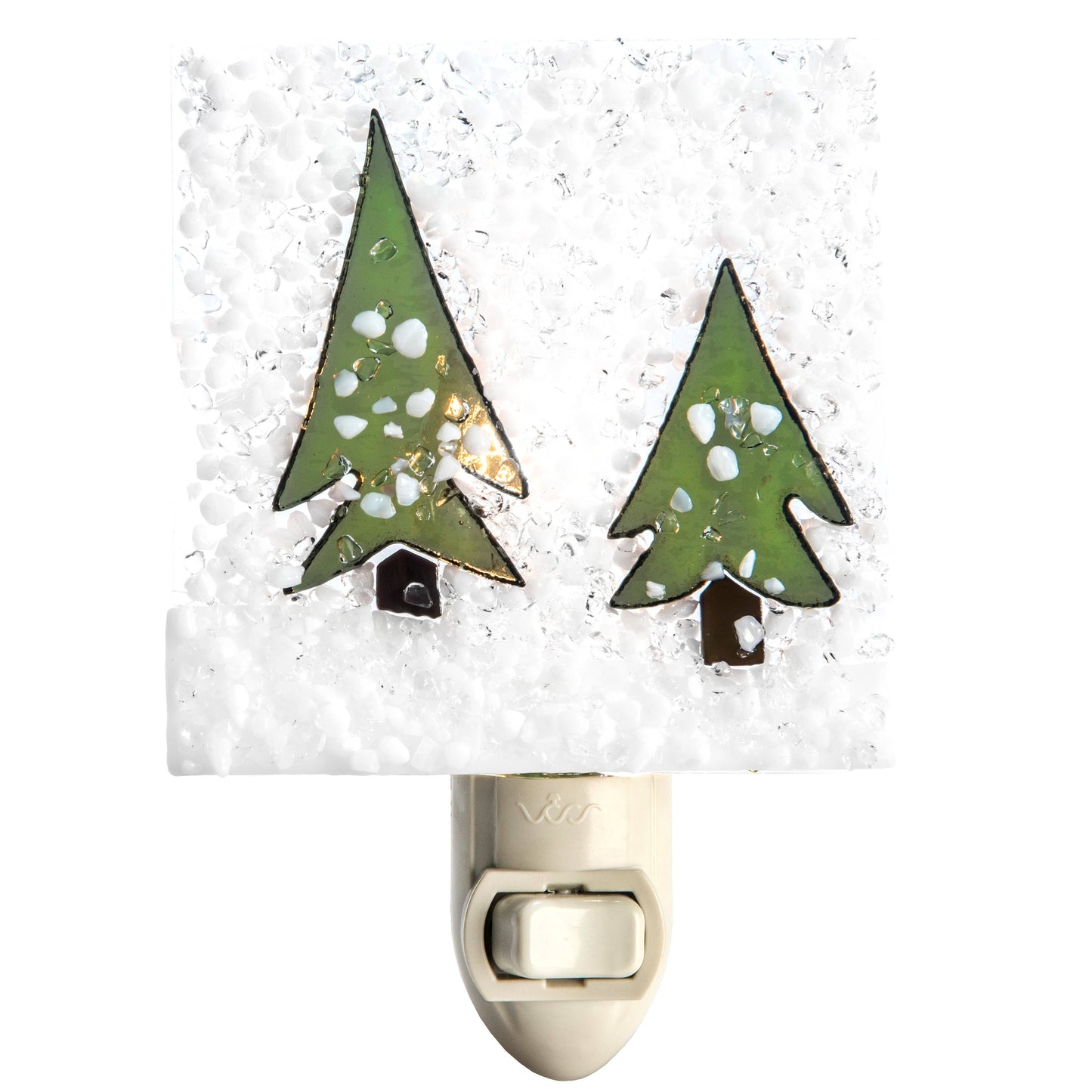 Winter Pines Christmas Night Light Fused Glass Ntl 223