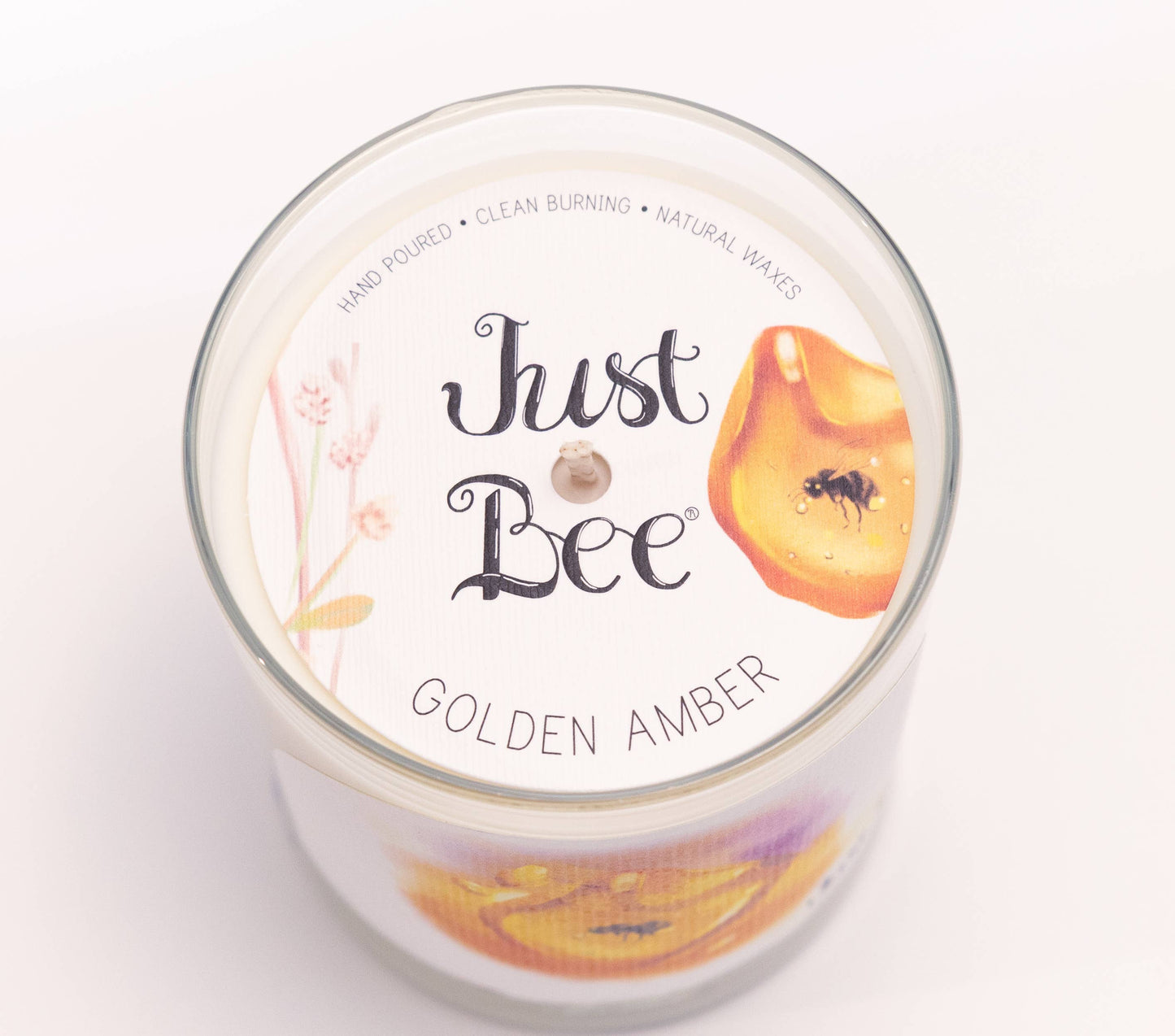 Golden Amber - Medium Glass - Just Bee Candle: Medium Glass (up to 40 hrs of clean burning)