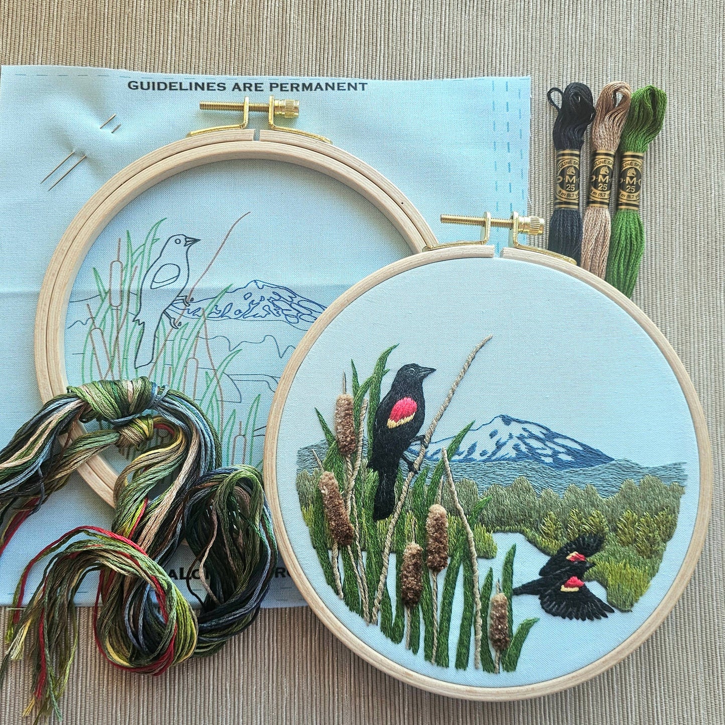 Red-Winged Blackbirds Embroidery Kit