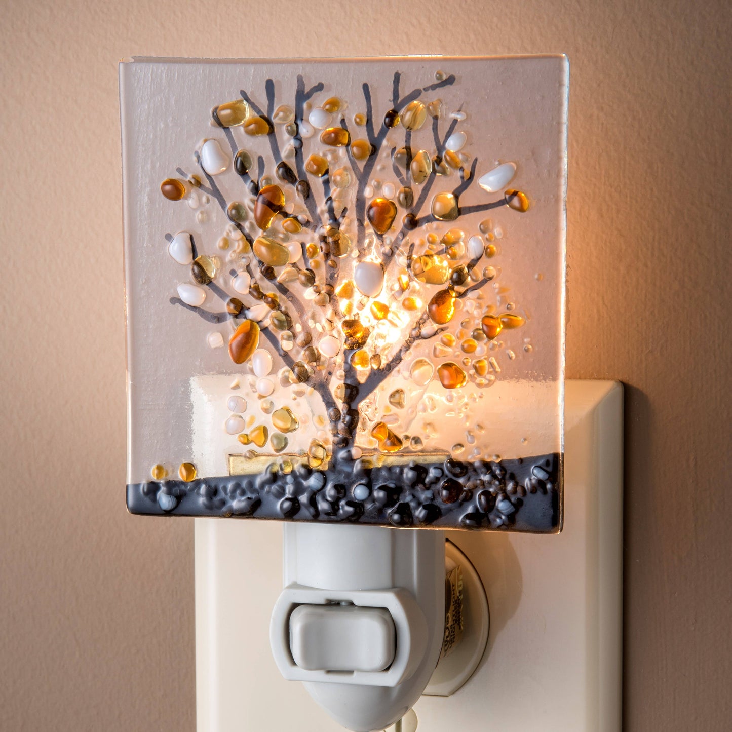 Tree Fused Fall Night Light J Devlin Ntl 159 Series: Purple - J Devlin Glass Art & Bert Anderson Collection