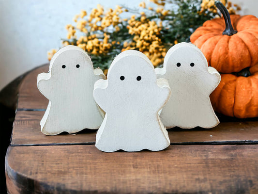 Primitive/Rustic Halloween Wood Ghost Bowl Fillers-Set of 3