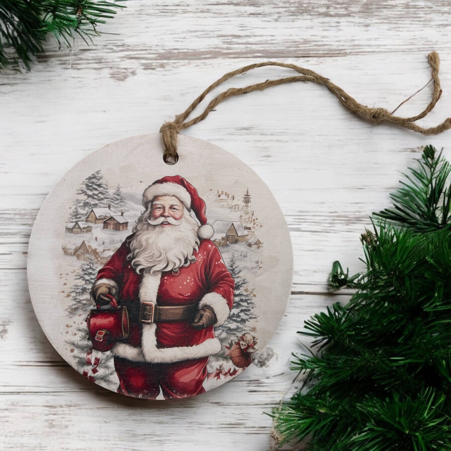 Santa Claus - Wood Christmas Ornament - Inkwood Crafters