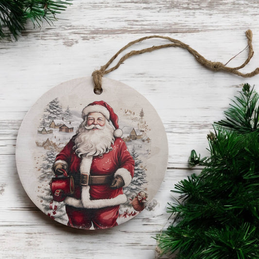 Santa Claus - Wood Christmas Ornament - Inkwood Crafters
