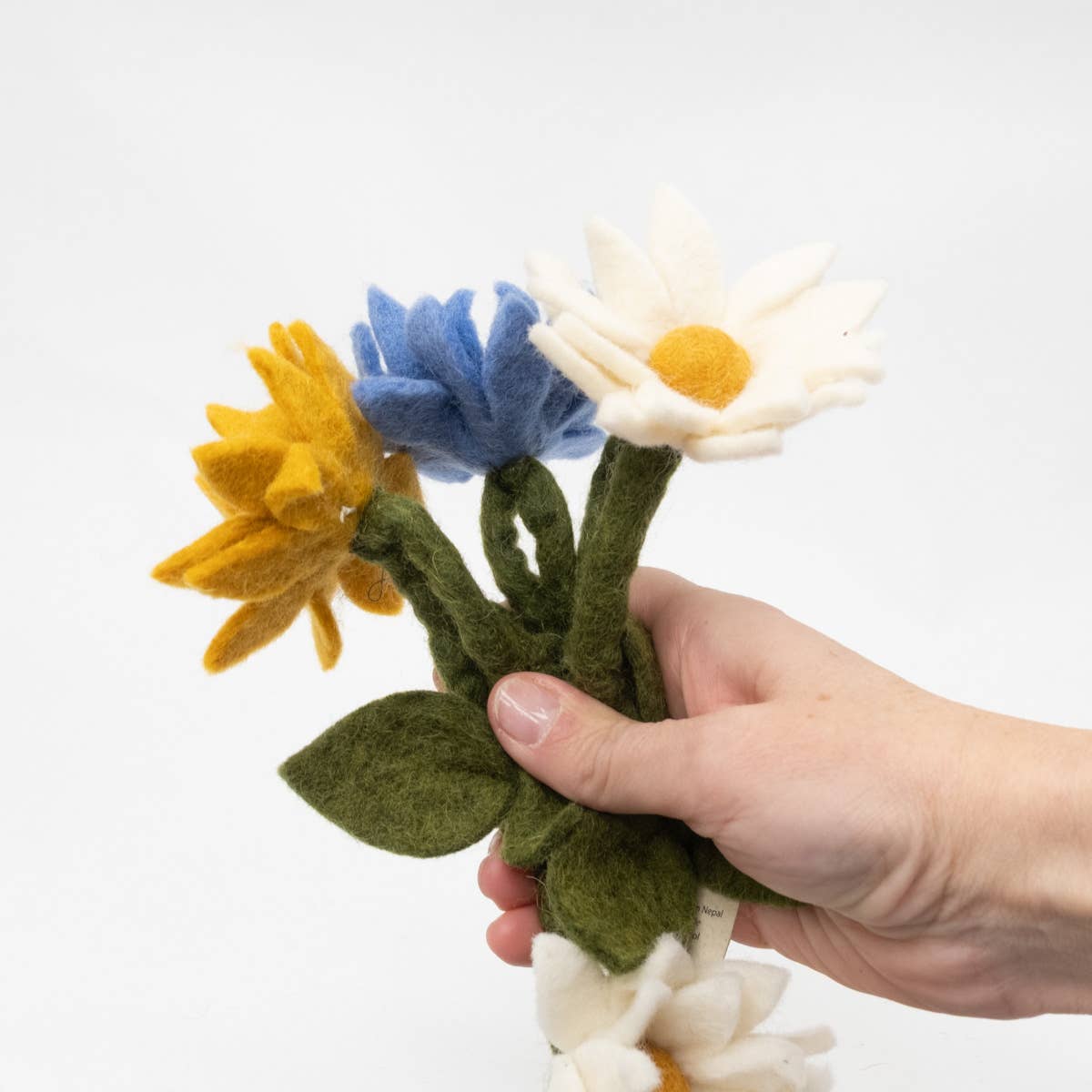 Garland - Felt Flowers - Blue, White and Yellow- The Winding Road