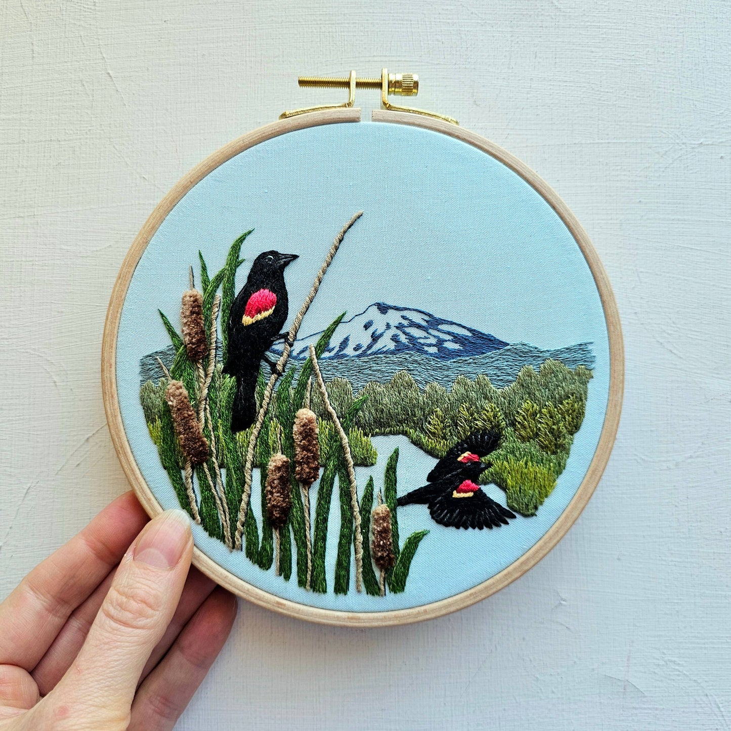 Red-Winged Blackbirds Embroidery Kit