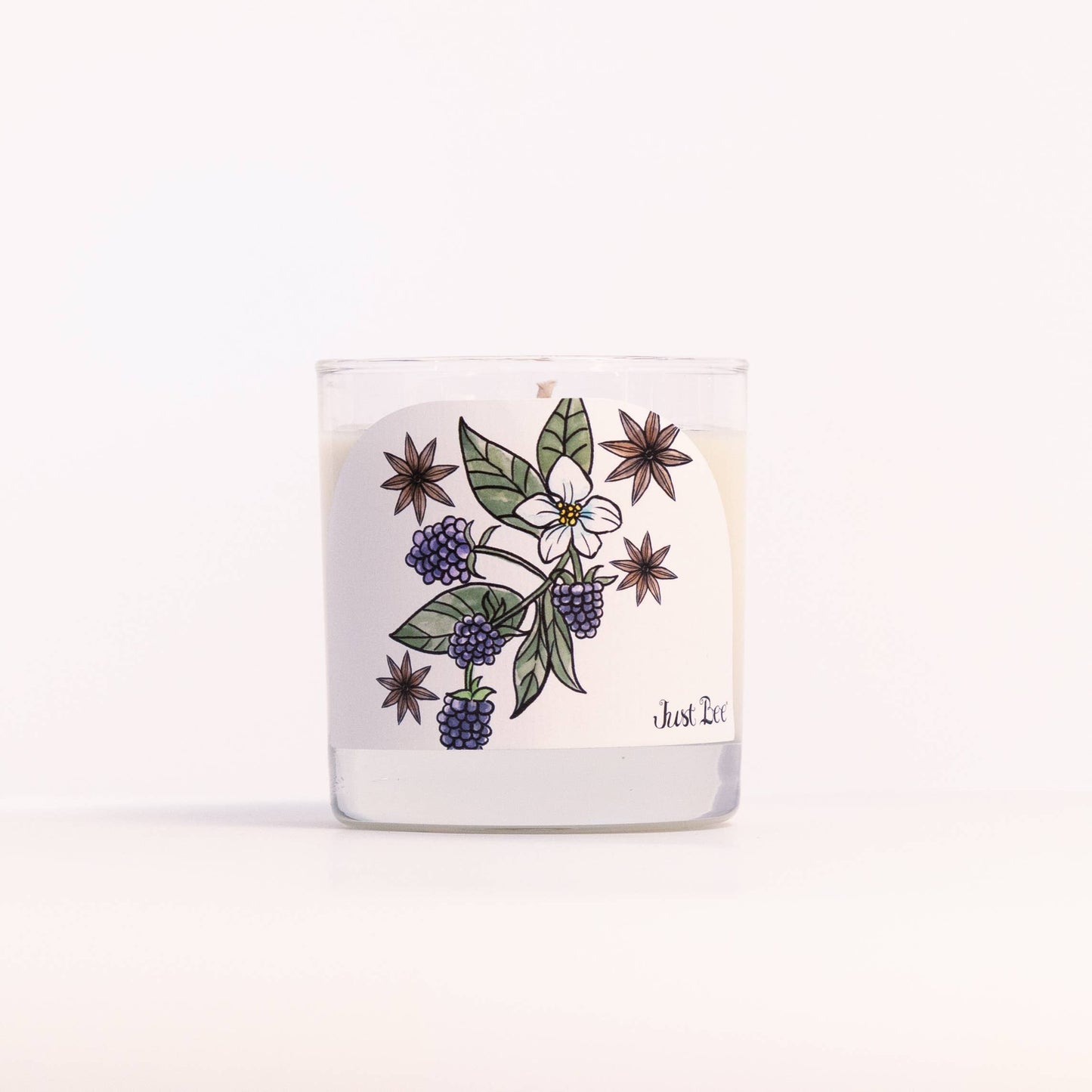 Blackberry Anise - Medium Glass - Just Bee Candle: Medium Glass (up to 40 hrs of clean burning)