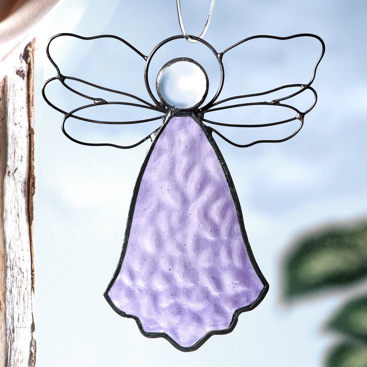 Angel Ornament Sun Catcher Stained Glass Christmas Orn 303: Turquoise Blue