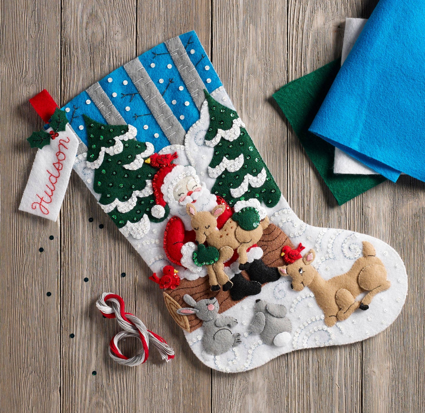 Bucilla Santa's Forest Family Felt Stocking Kit