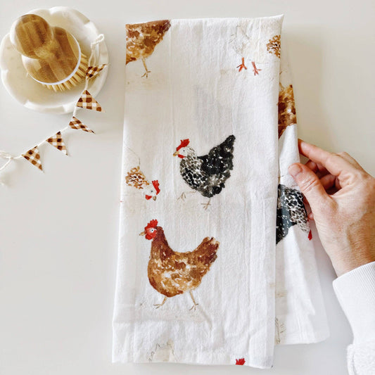 Chickens tea towel