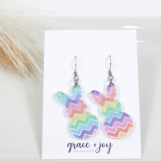 Pastel Chevron Peep Dangle Earrings, Acrylic Earrings