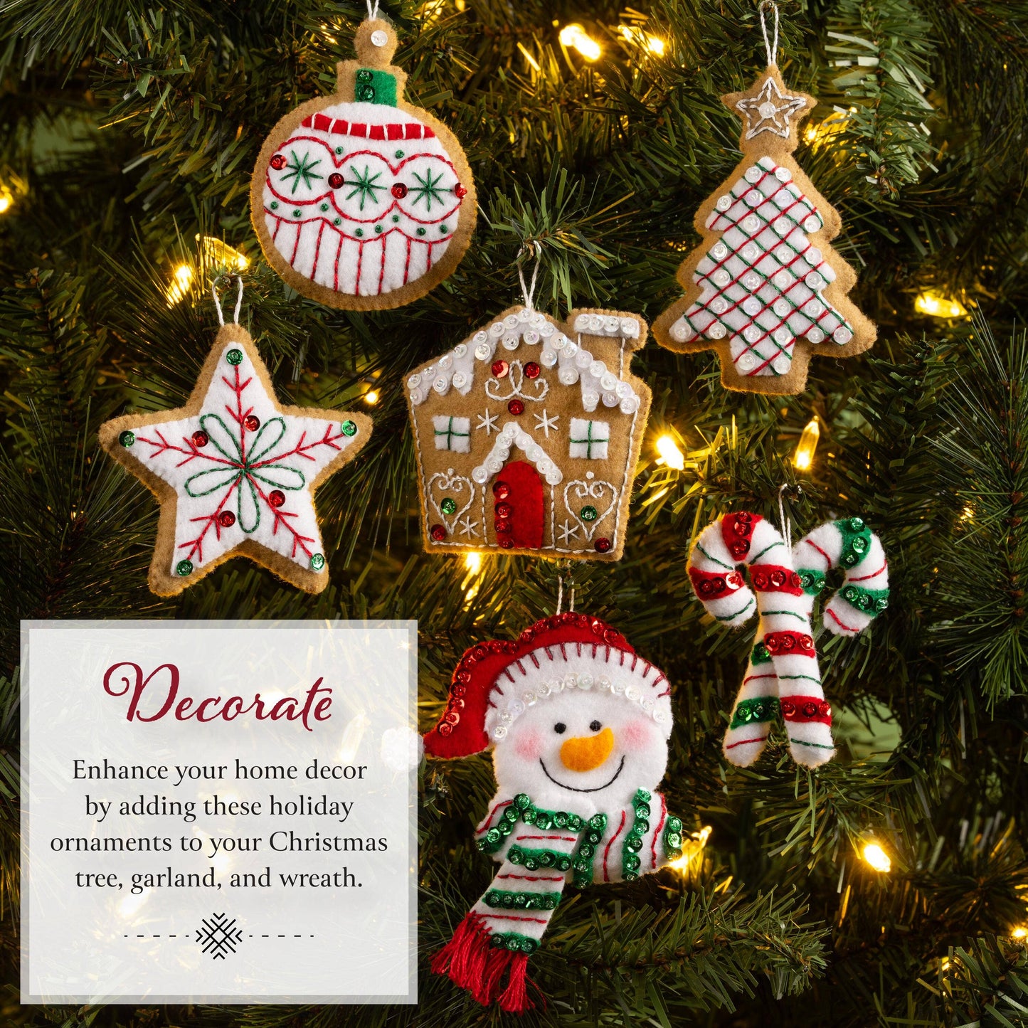 Bucilla Jolly Gingerbread Snowman Felt Ornament Kit