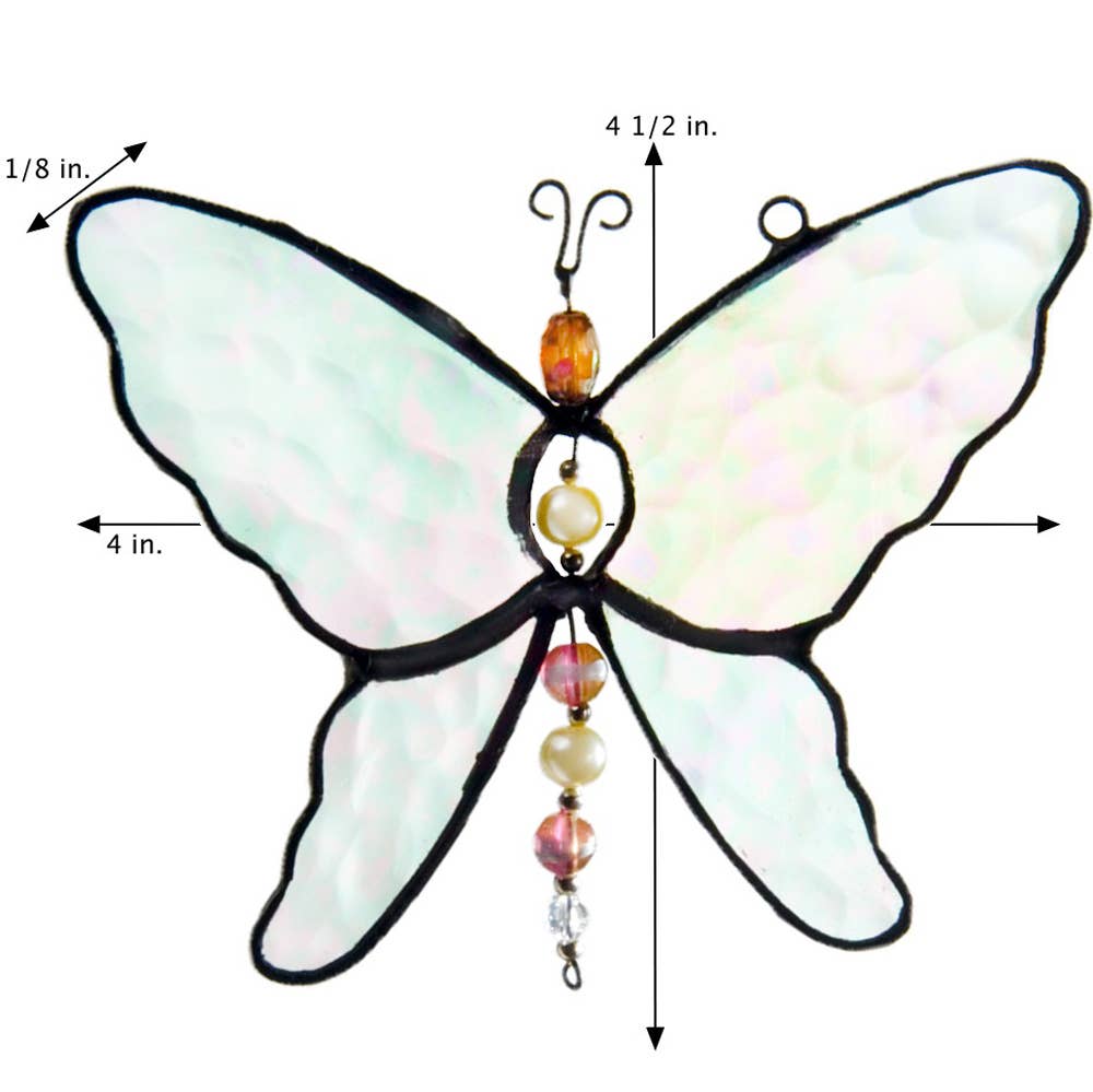 Clear Butterfly Sun Catcher Ornament Stained Glass J Devlin