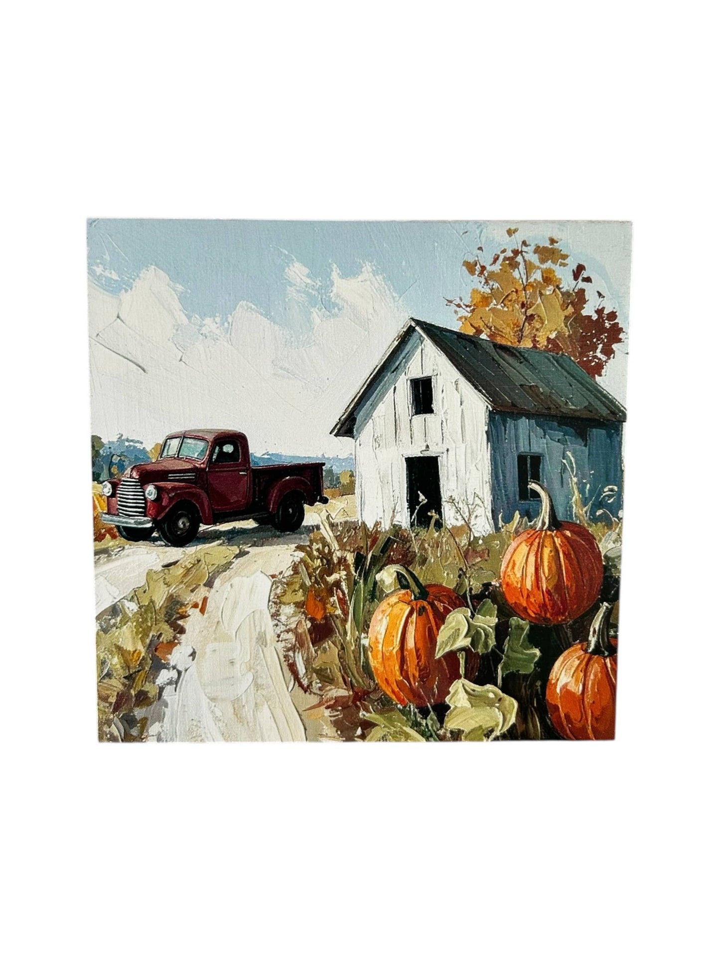 Pumpkin & Truck Painting -Autumn/Fall Decor Rustic Wood Sign