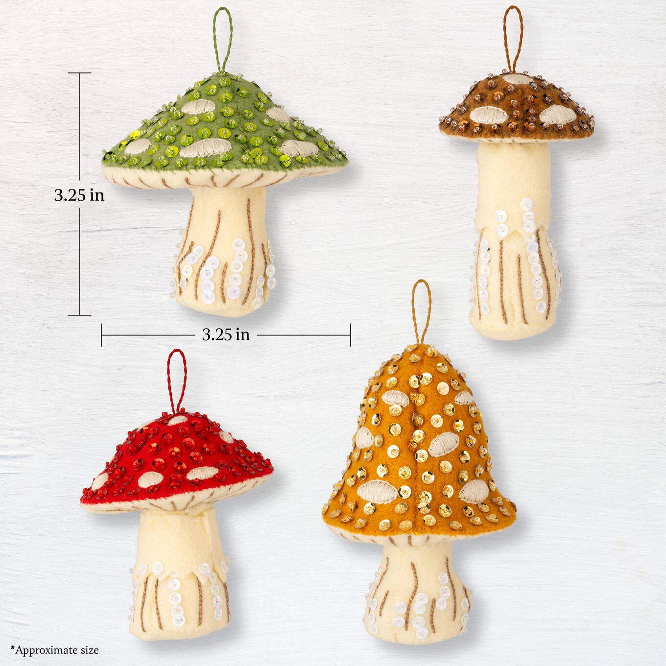 Bucilla Merry Mushrooms Felt Ornament Kit Set of 4