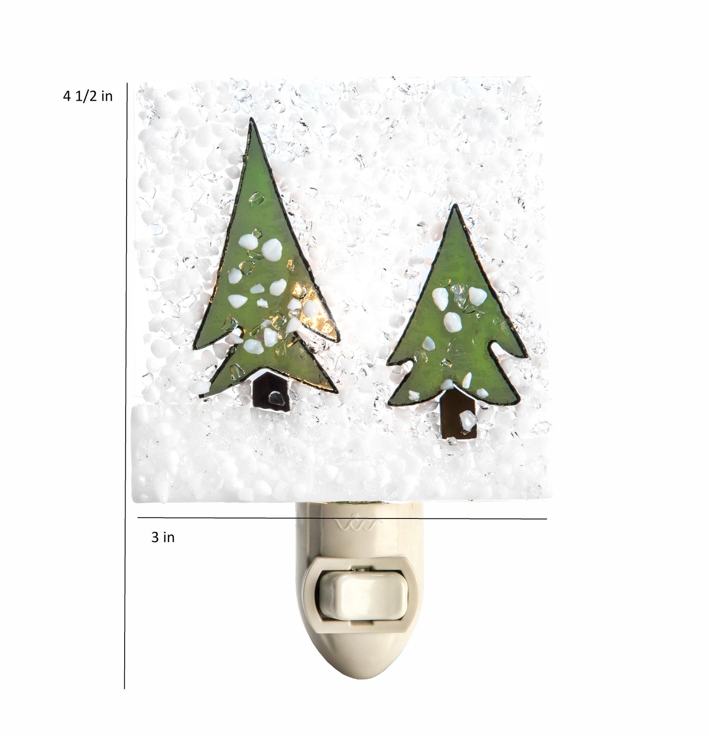 Winter Pines Christmas Night Light Fused Glass Ntl 223