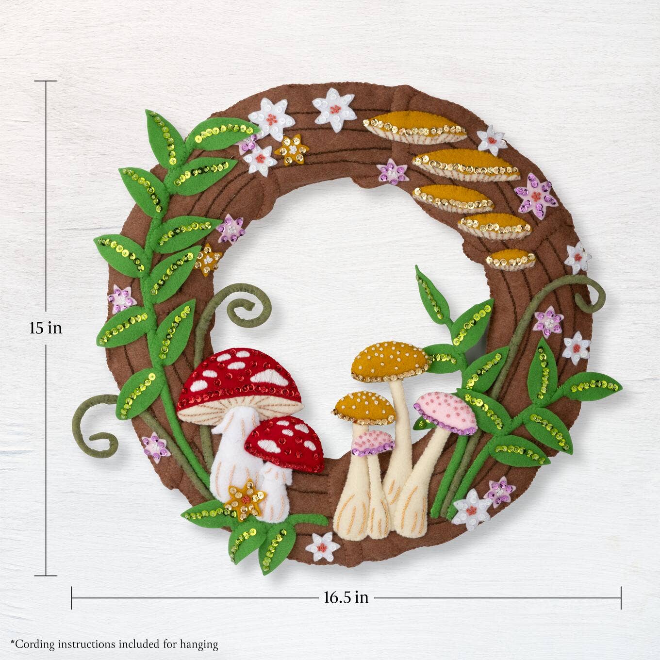 Bucilla Mushroom Magic Felt Home Decor Wreath Kit