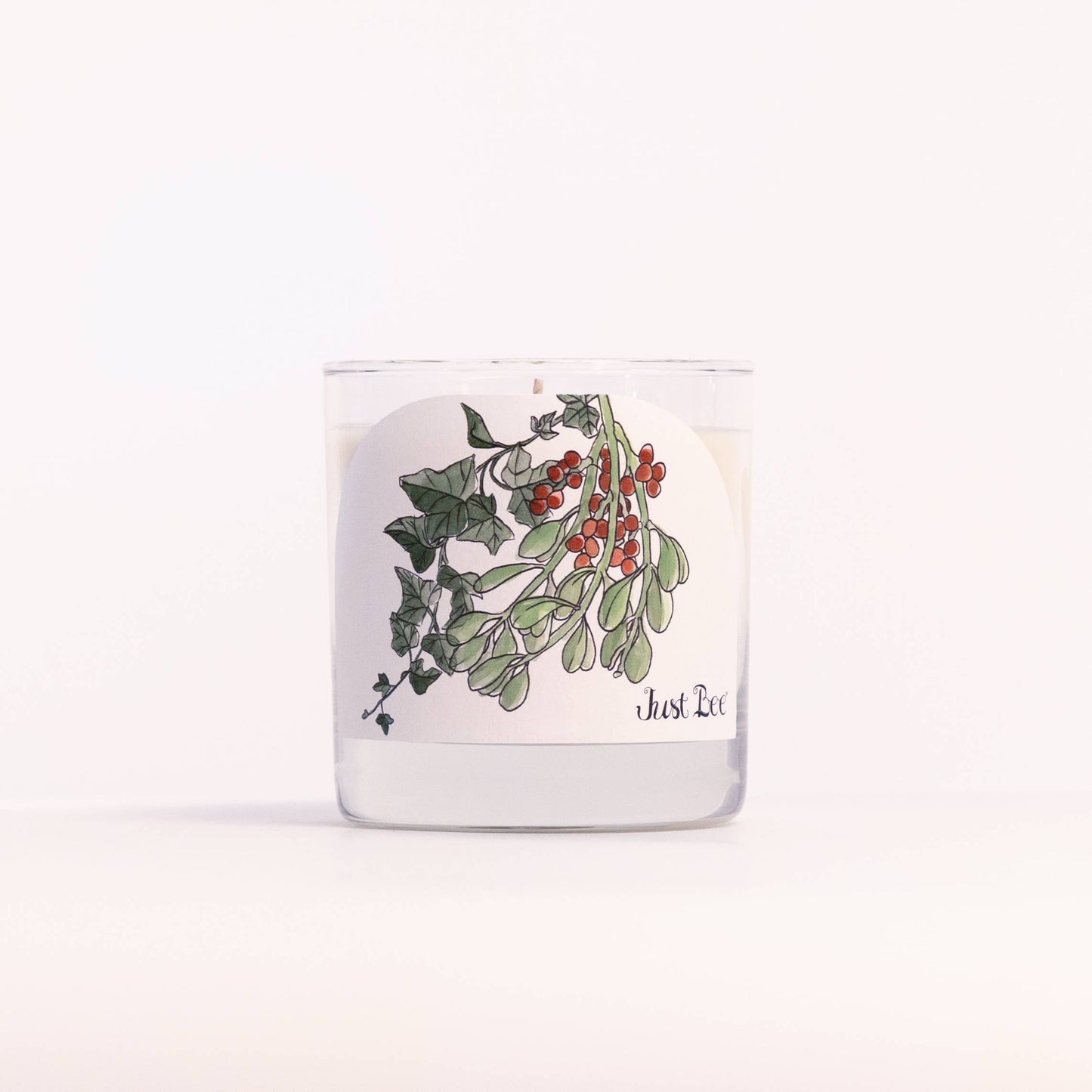 Holly & Ivy - Medium Glass - Just Bee Candle: Medium Glass (up to 40 hrs of clean burning)