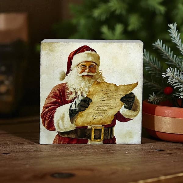 Santa Claus - Rustic Wood Block Sign Christmas Decor 2025- Inkwood Crafters