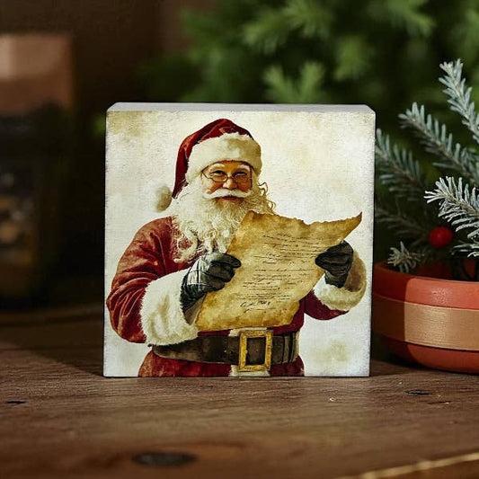 Santa Claus - Rustic Wood Block Sign Christmas Decor 2025- Inkwood Crafters