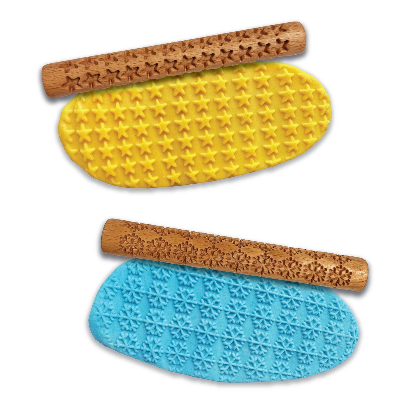 Eco-Dough Wooden Rollers with Creative Embossments