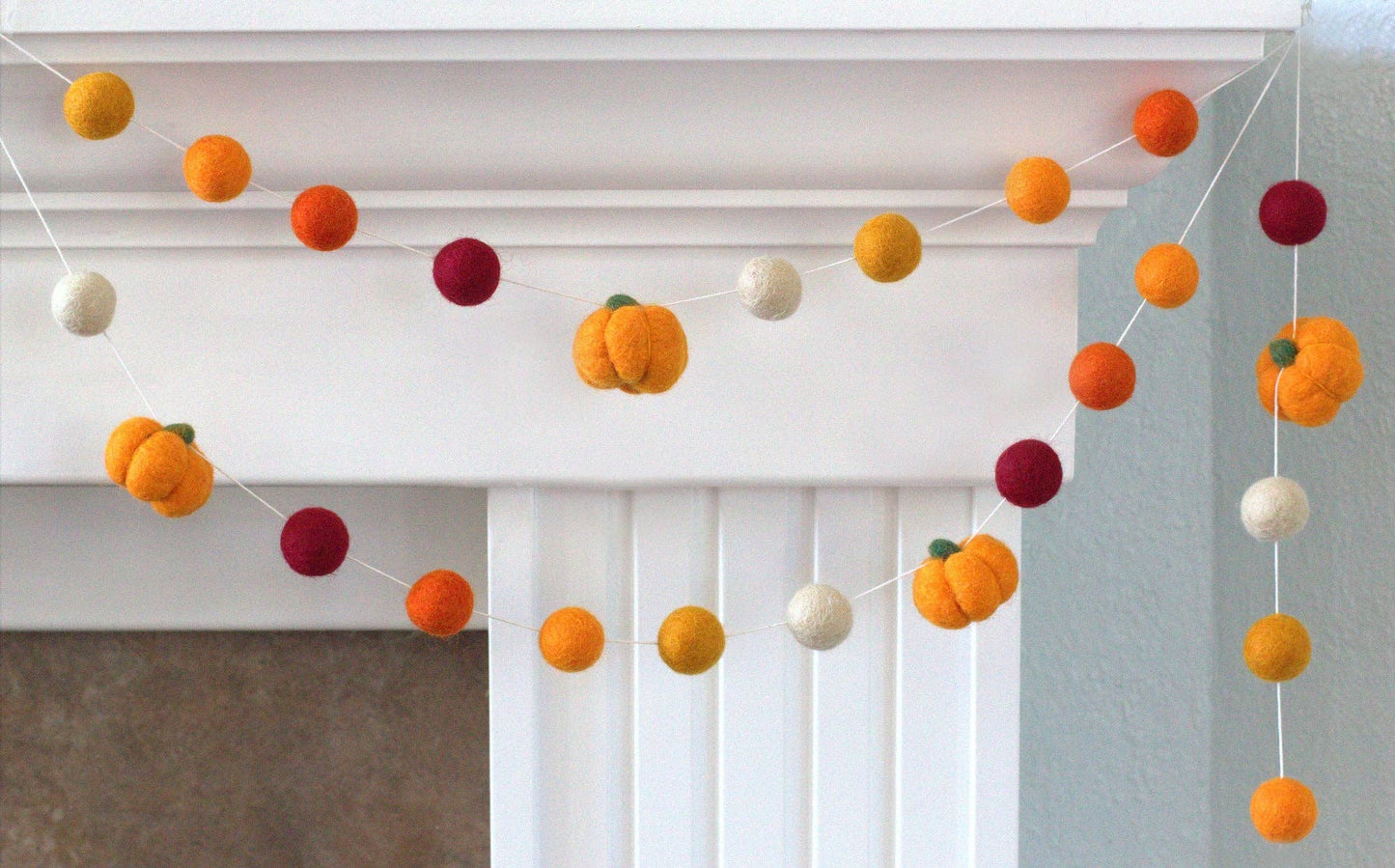 Felt Pumpkin Garland- Burgundy Oranges- Light Orange Pumpkin