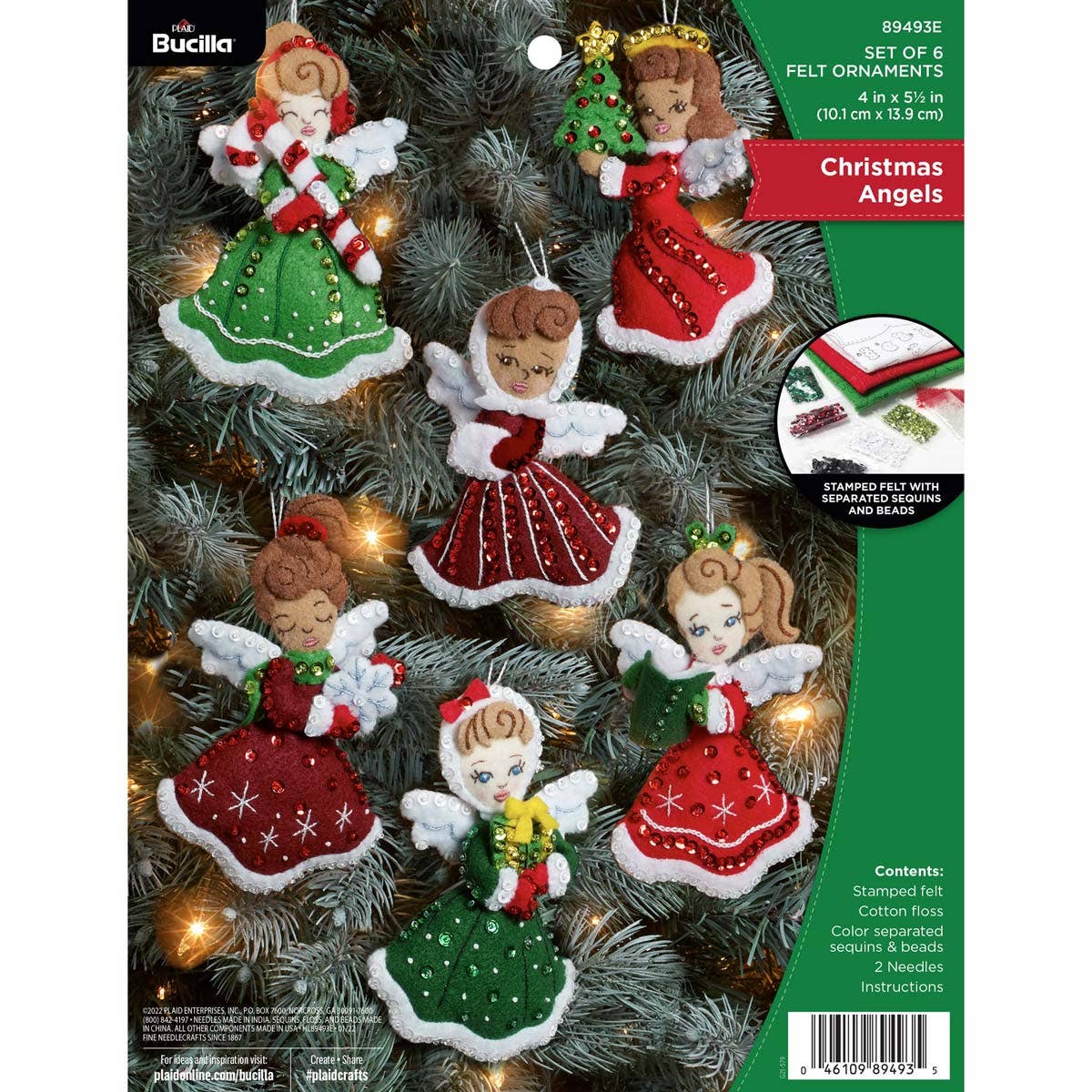 Bucilla Christmas Angels Felt Ornaments Set of 6