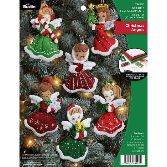 Bucilla Christmas Angels Felt Ornaments Set of 6