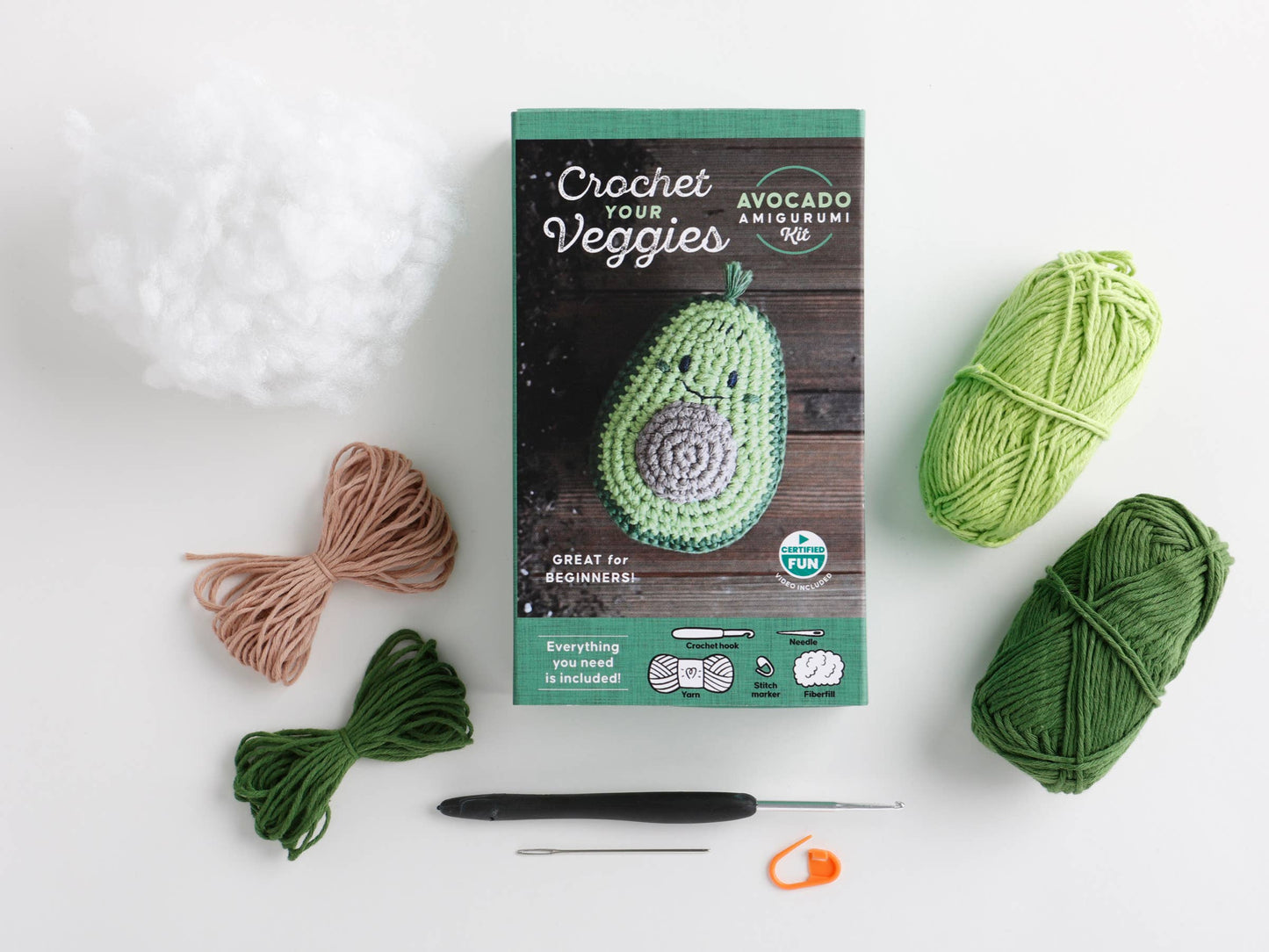 Crochet Your Veggies Amigurumi Kit Avocado - Schiffer Publishing