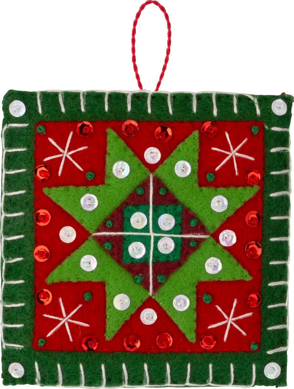 Bucilla Holiday Quilt Squares Felt Ornament Kit Set of 6