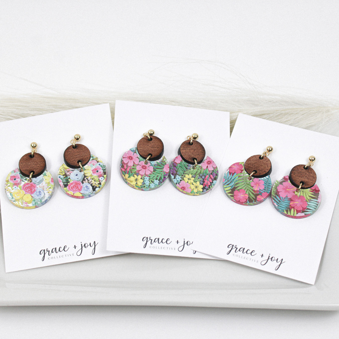 Floral Dangle Earrings, Acrylic Earrings Flower: Spring floral