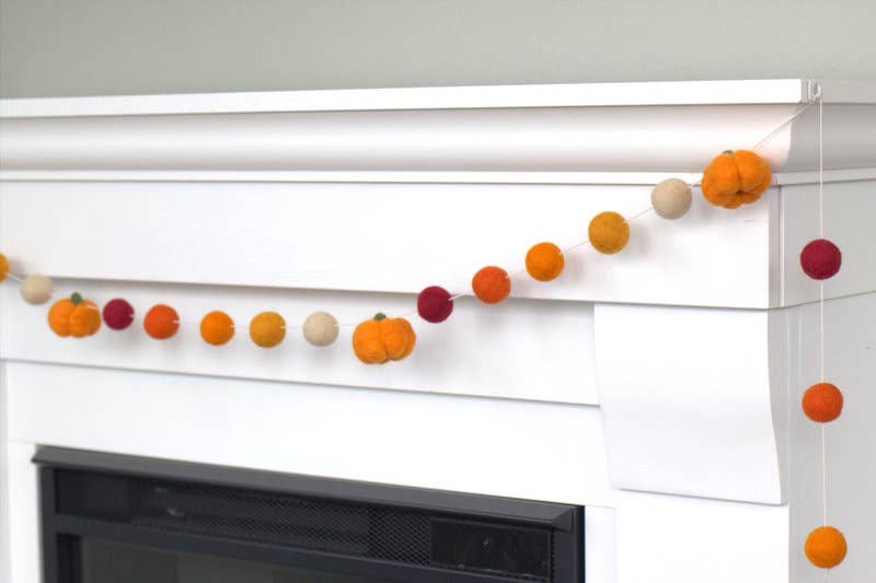 Felt Pumpkin Garland- Burgundy Oranges- Light Orange Pumpkin