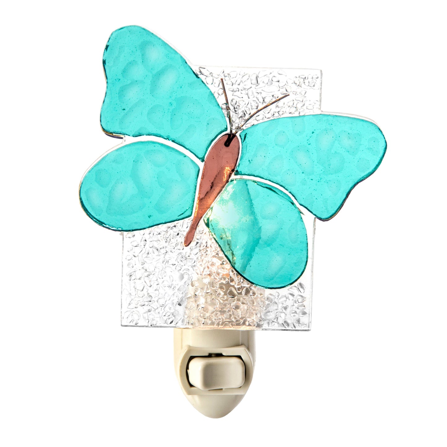 Ntl 219-1 Butterfly Night Light Aqua Mist - J Devlin Glass Art & Bert Anderson Collection