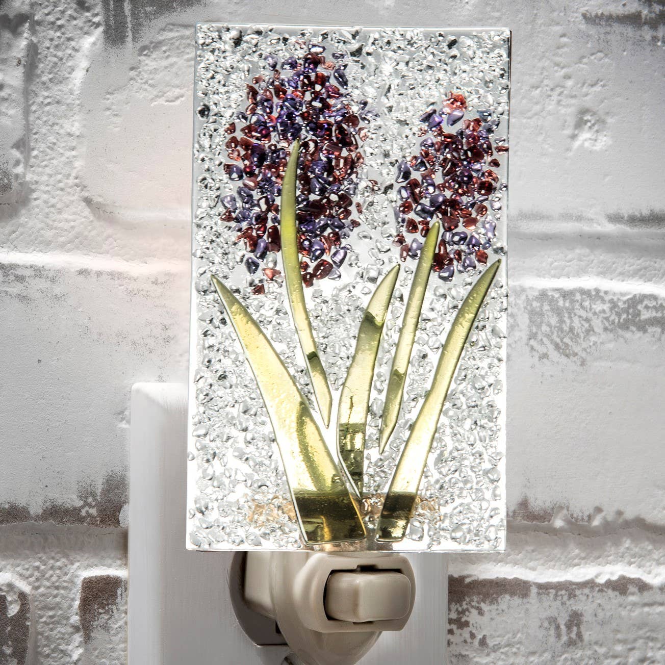 Fused Glass Flower Night Light NTL 209 Series: Purple - J Devlin Glass Art & Bert Anderson Collection