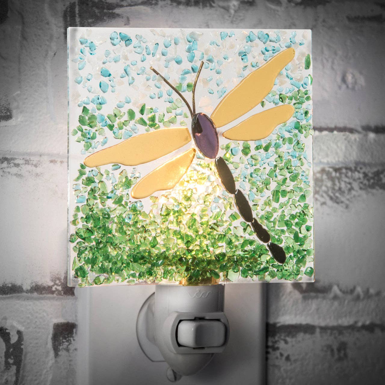 Ntl 218-2 Dragonfly Night Light - J Devlin Glass Art & Bert Anderson Collection