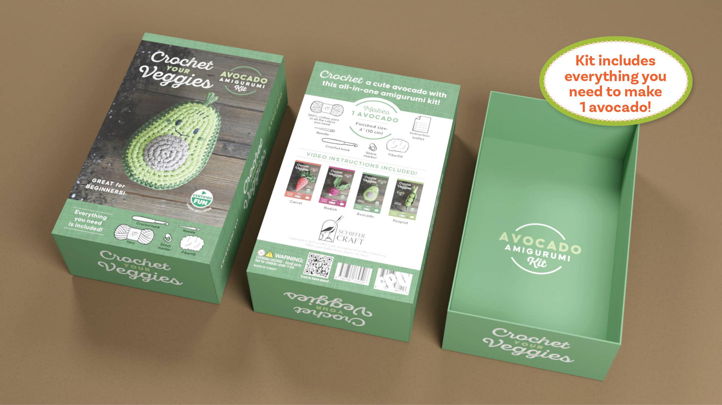 Crochet Your Veggies Amigurumi Kit Avocado - Schiffer Publishing