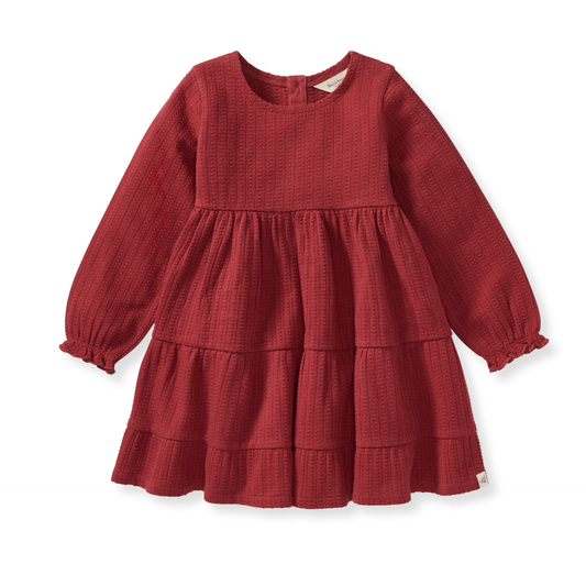 Dotted Rib Organic Cotton Dress - Brick Red
: 18M