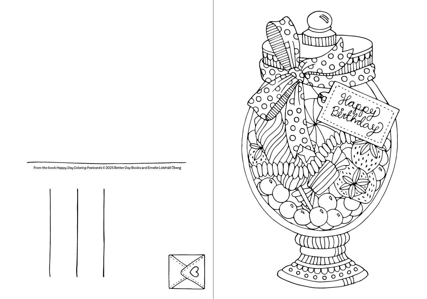Happy Day Coloring Postcards - Schiffer Publishing